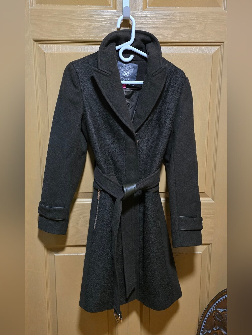 Military Green Women's Wool-Blend Belted Coat